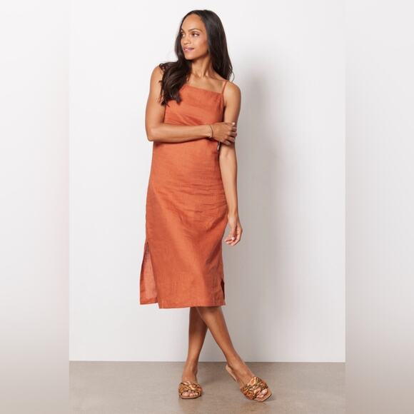 NWT RAILS Linen Demi Midi Dress - Picture 2 of 6